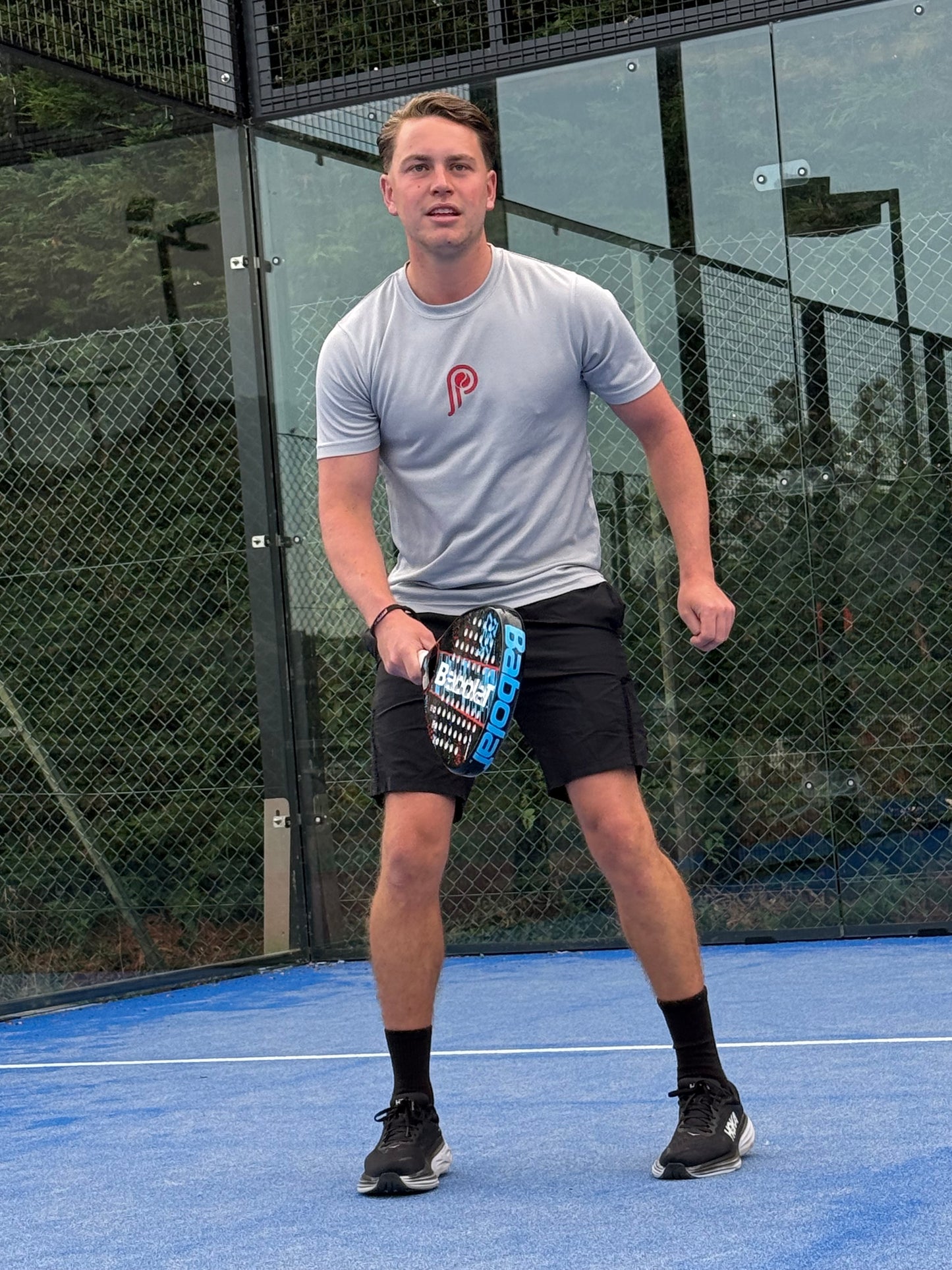 Premier Performance Tee - Light Grey/Red